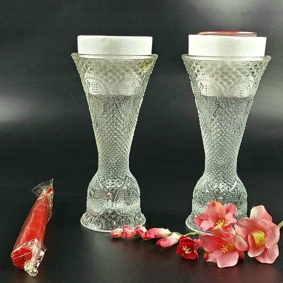 Vintage - New Avon "Heart & Diamond" Convertible Candlestick - Set of 2 - Picture 5 of 11